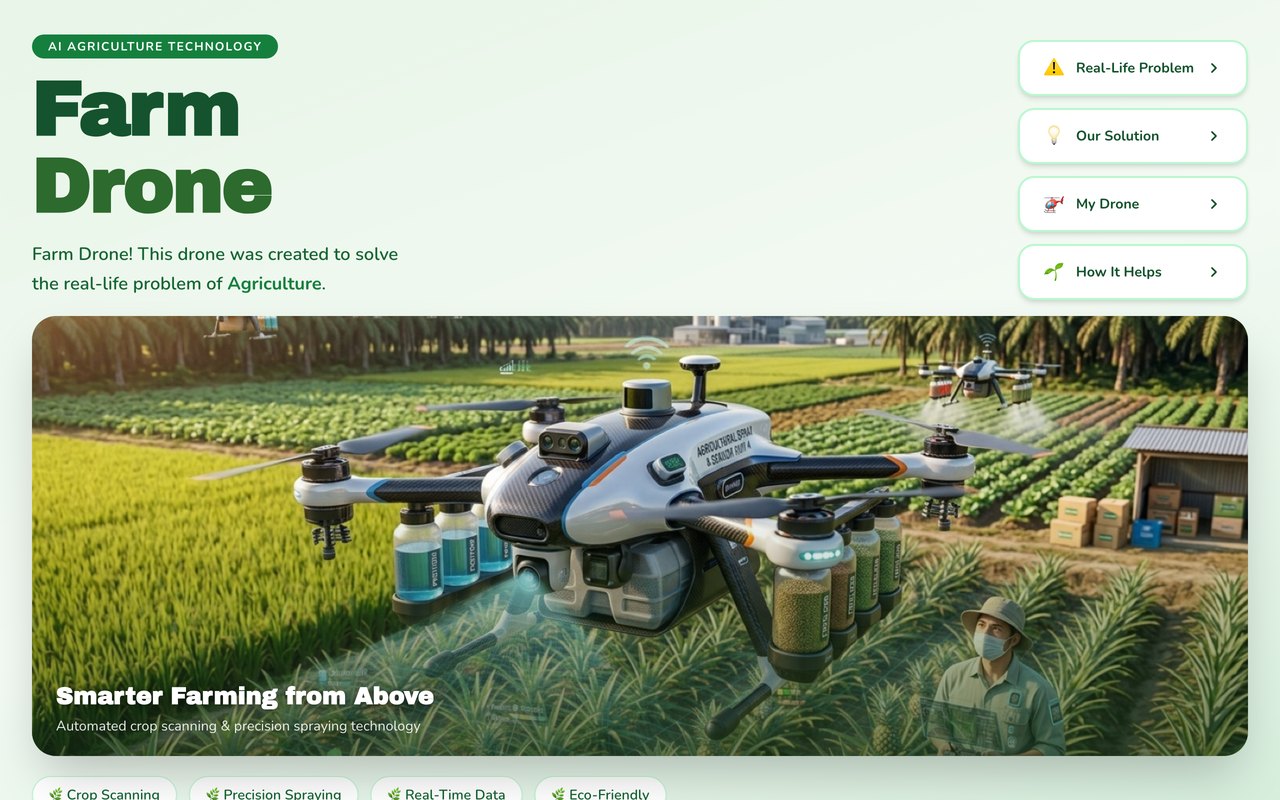 The home page of The Farm Drone