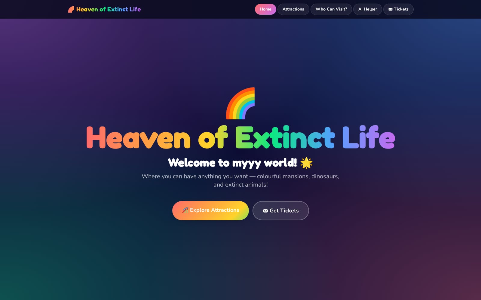 The home page of Heaven of Extinct Life