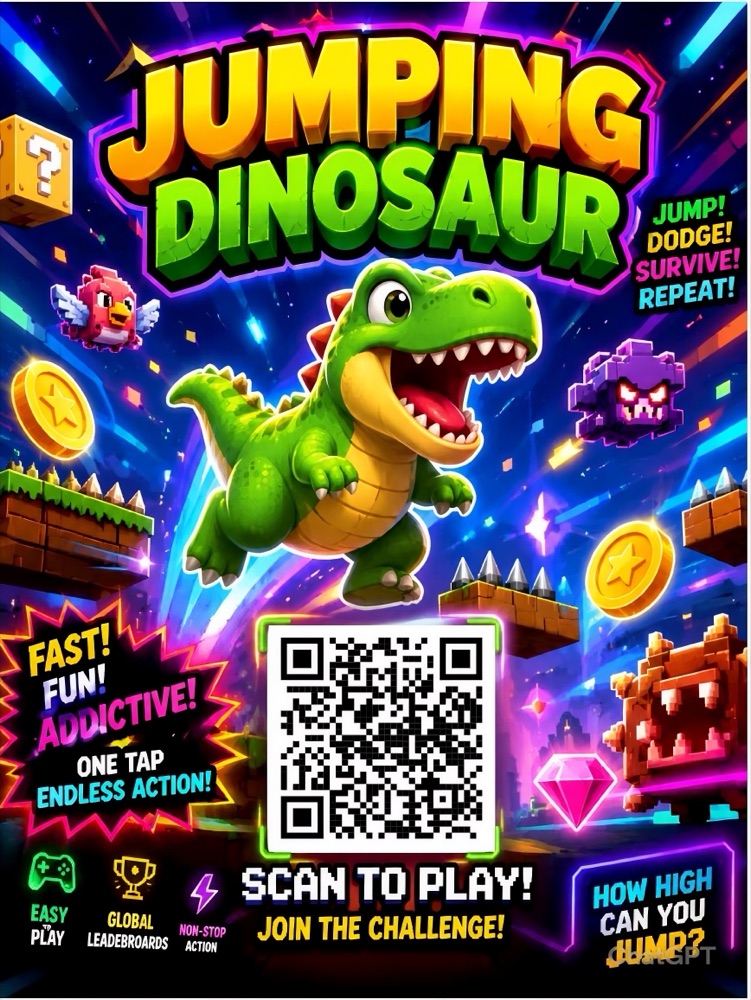 Promotional poster for Julius's Jumping Dinosaur