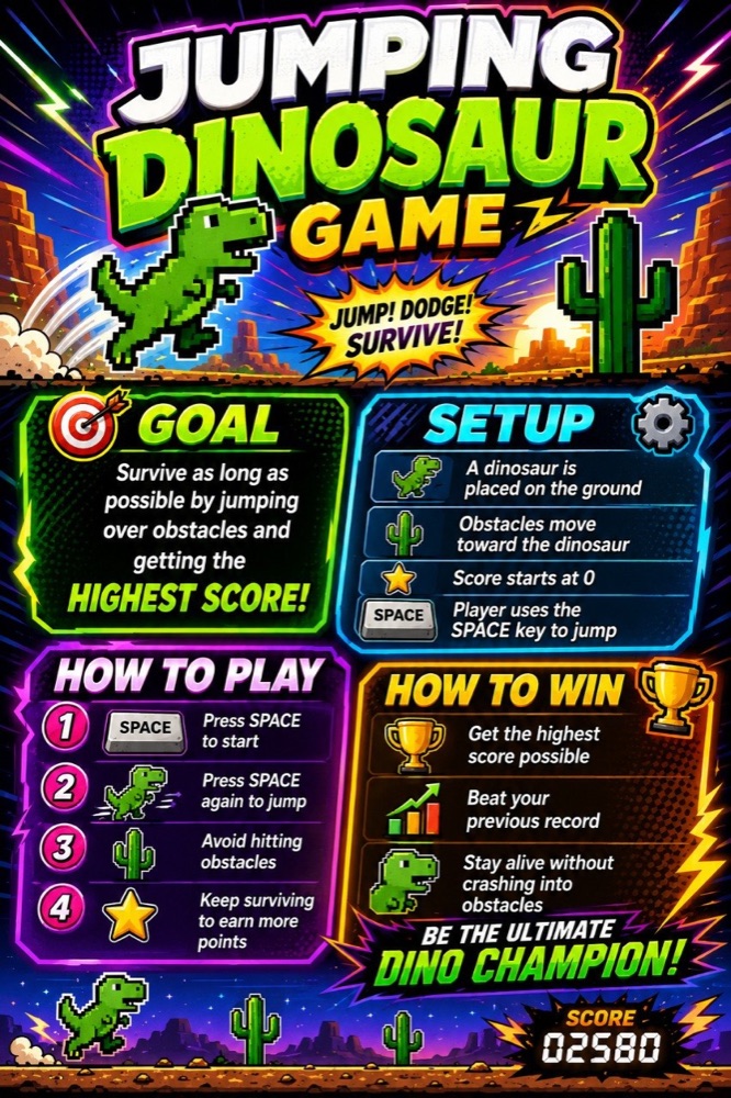 How-to-play guide for Julius's Jumping Dinosaur