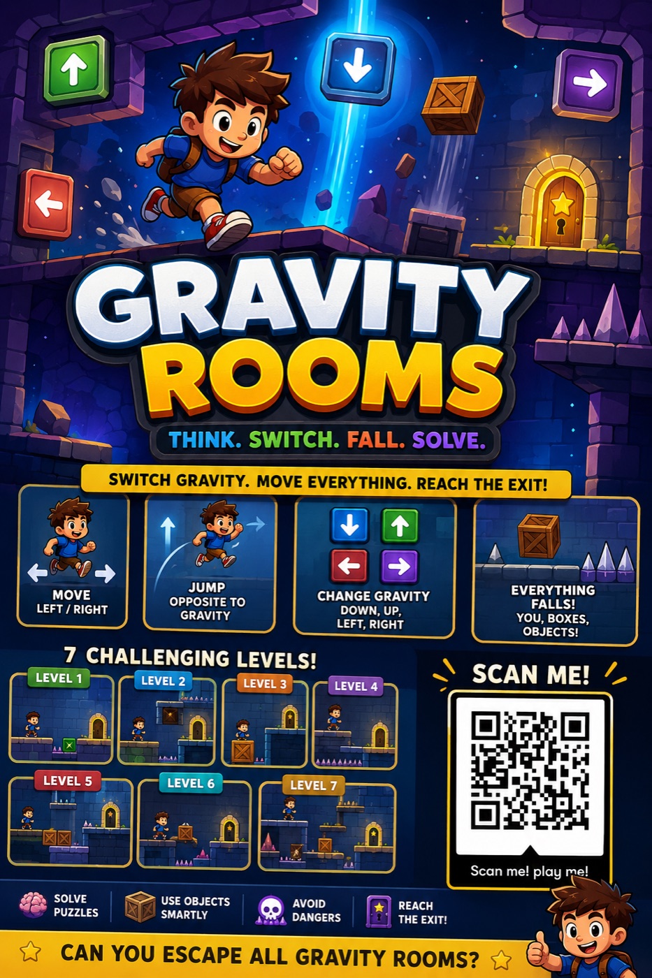 Promotional poster for Pugal's Gravity Rooms