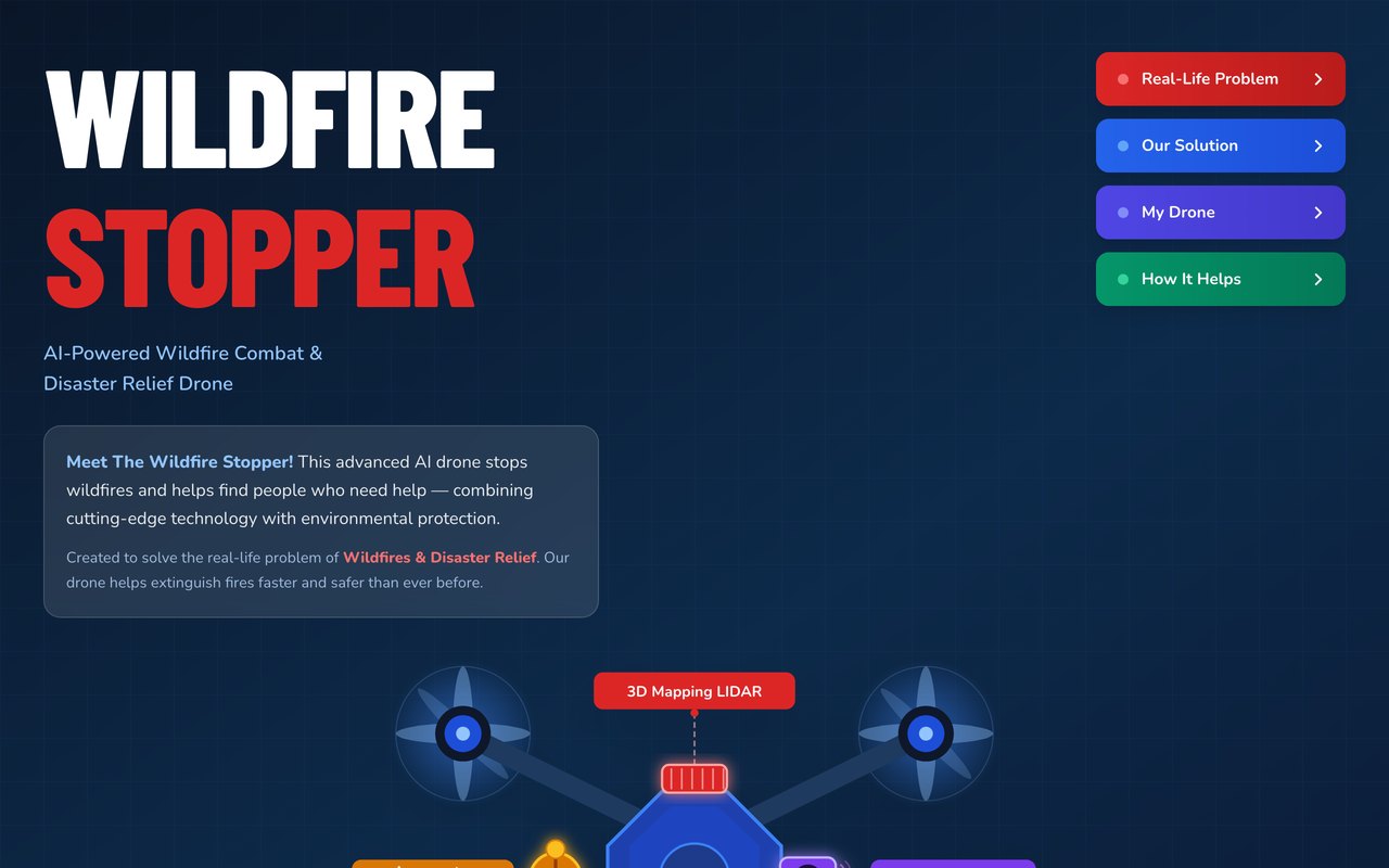 The home page of The Wildfire Stopper